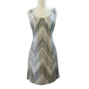 Trina Turk 100% Silk Dress Black White Print Sheath Lined Zipper Size M